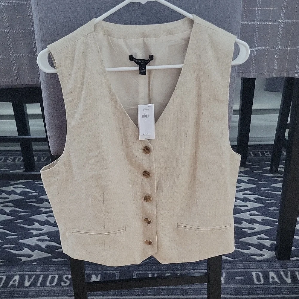 Banana Republic Vest, Size 18, Light Taupe/Pebble, NWT - Picture 1 of 10